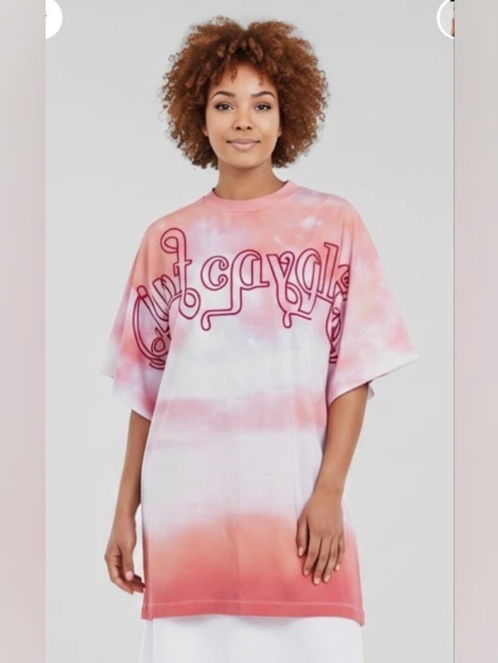 Just Cavalli Oversized Pink and Orange Ombre Logo Tee Dress Nwt